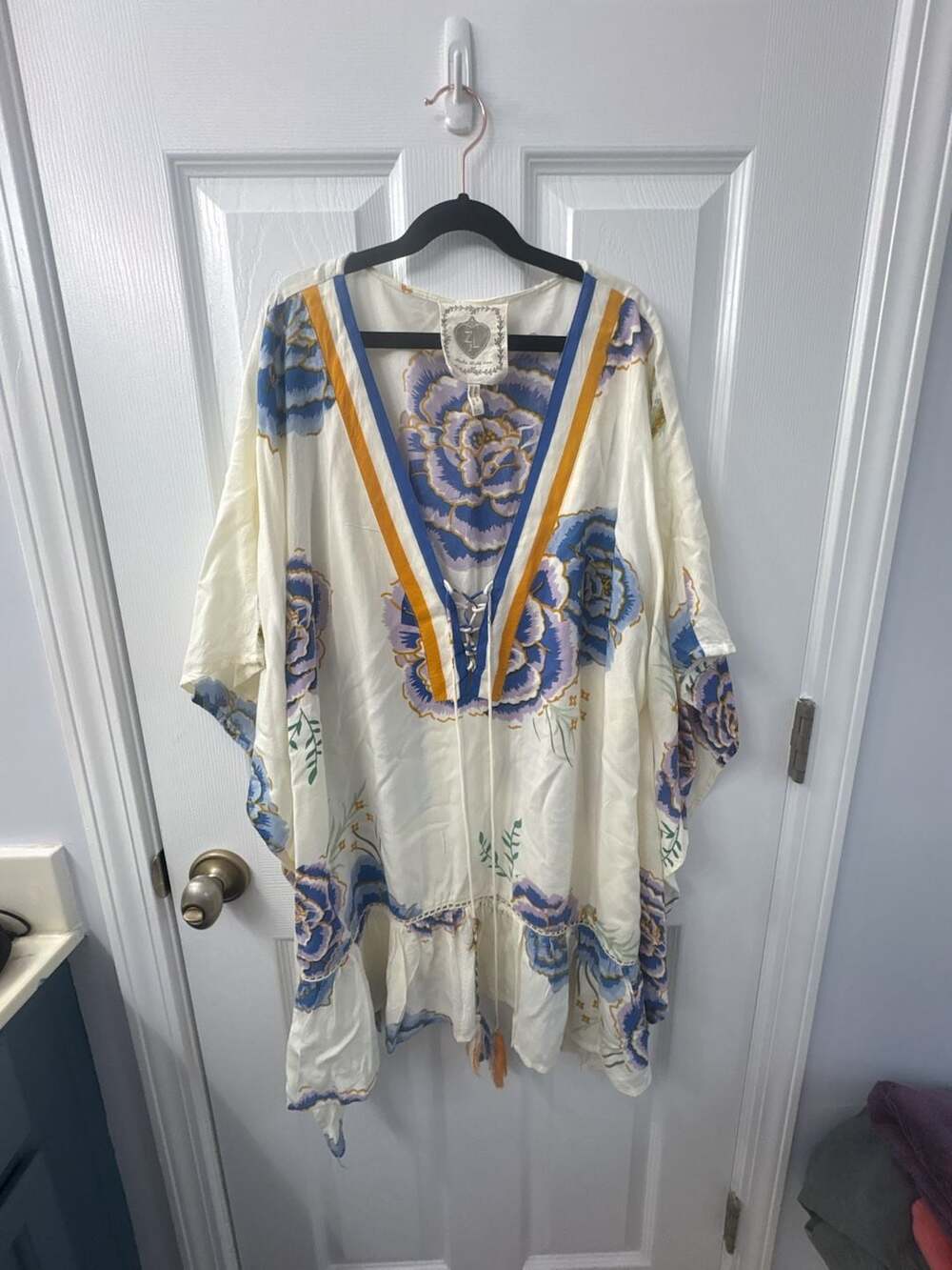 Z & L Europe Boho Floral Print Tunic Kimono with Tassels